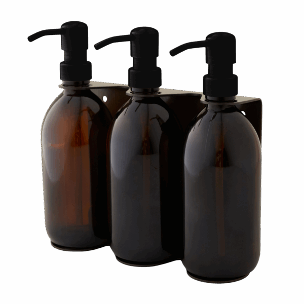 gold-triple-wall-mounted-soap-dispenser-black-250ml-amber-kuishi-4.png