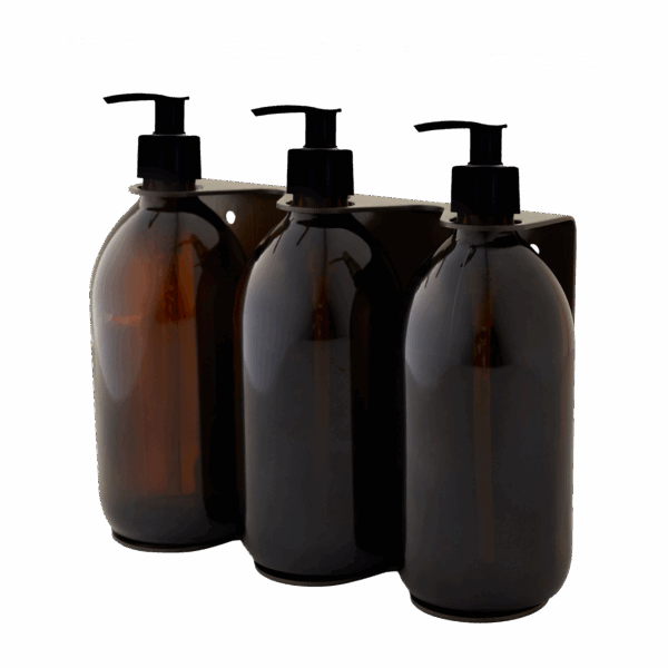 gold-triple-wall-mounted-soap-dispenser-plastic-250ml-amber-kuishi-5-2.png