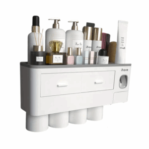 Wall Mounted Toothbrush Holder with Toothpaste Dispenser